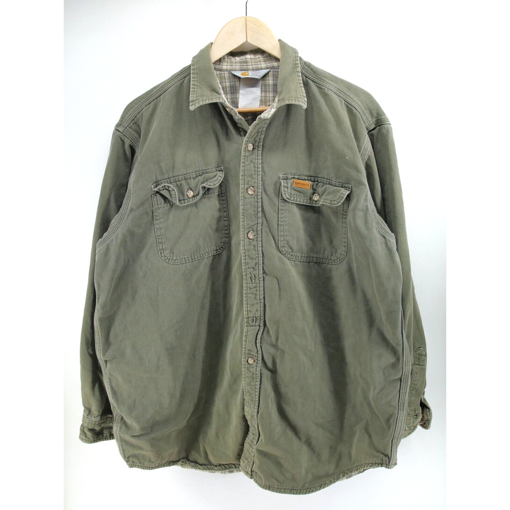 Vintage Carhartt Rugged Outdoor‎ Wear Heavy Flannel Men's XL Green